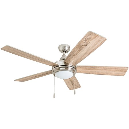 HONEYWELL CEILING FANS Ventnor, 52 in. Ceiling Fan with Light, Brushed Nickel 50606-40